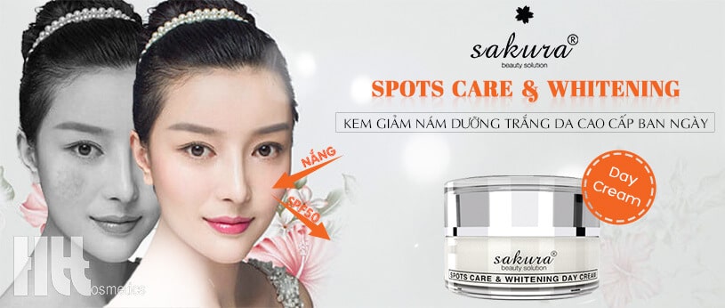 Kem dưỡng trắng da trị nám ban ngày cao cấp Sakura Whitening Day SPF 50 - Hoa Thien Thao Cosmetics