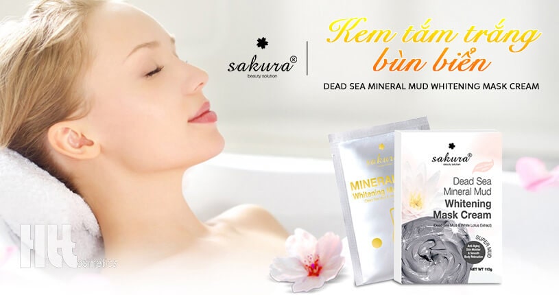 Kem tắm trắng Sakura bùn khoáng - Hoa Thiên Thảo