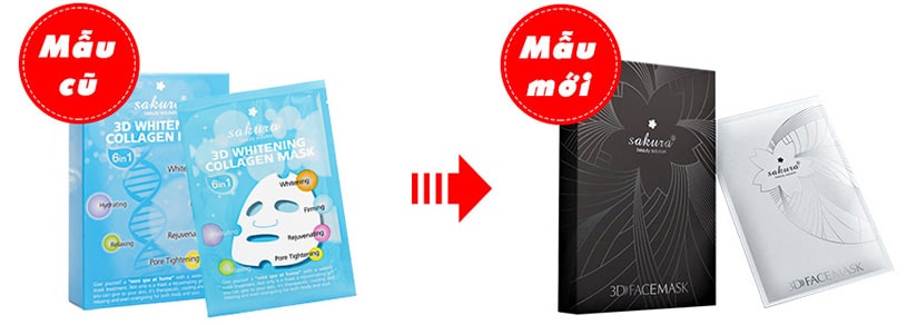 Mẫu cũ và mẫu mới mặt nạ dưỡng da Sakura 3D Face Mask