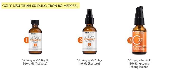 Serum thay da sinh học phục hồi da Medpeel Vitamin C 3-Day Facelift