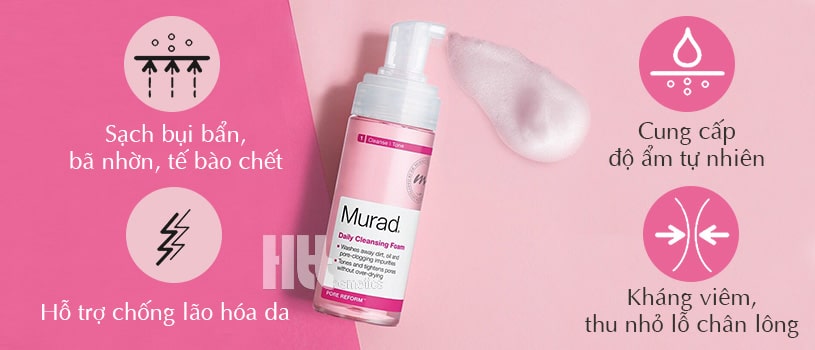 Sữa rửa mặt tạo bọt Murad Daily Cleansing Foam - Hoa Thiên Thảo