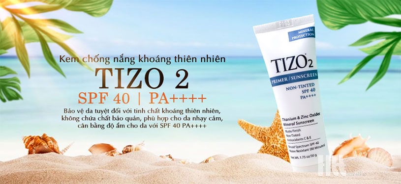Kem chống nắng khoáng chất dưỡng da chịu nước TiZo2 quang phổ rộng