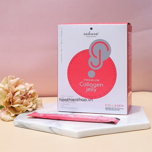 Thạch Collagen Jelly Sakura Premium sáng da, chống lão hóa (30 gói 1 hộp)